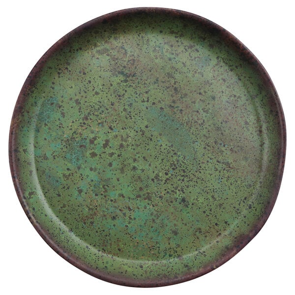 A green and brown cheforward by GET Savor melamine plate.