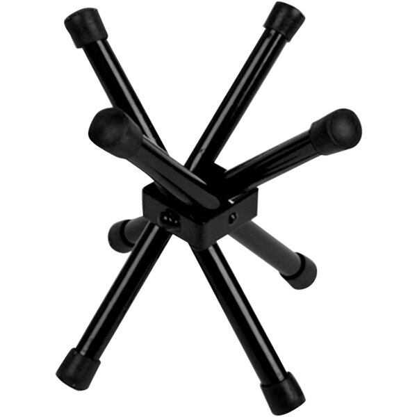 A black powder-coated metal folding riser with black legs.