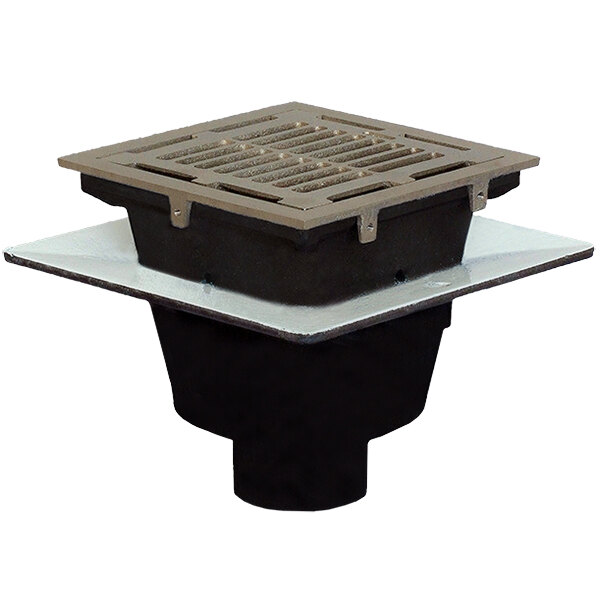 Josam 8" Square Cast Iron Floor Sink with Nickel Bronze Grate