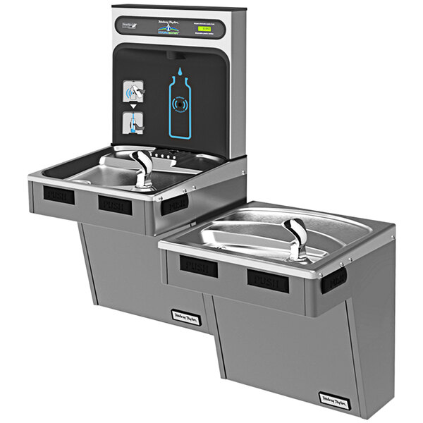 A Halsey Taylor HydroBoost water fountain with a chilled water dispenser.