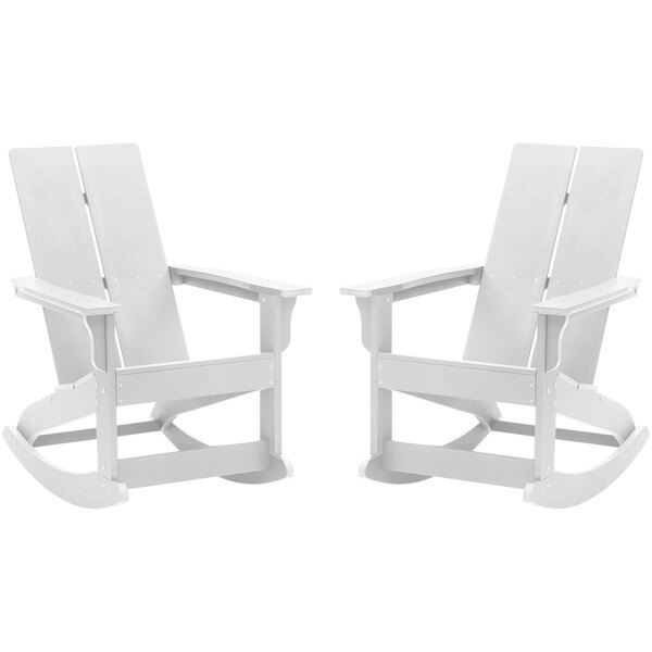 Flash Furniture Finn White Indoor / Outdoor Polyresin Rocking Chair 2