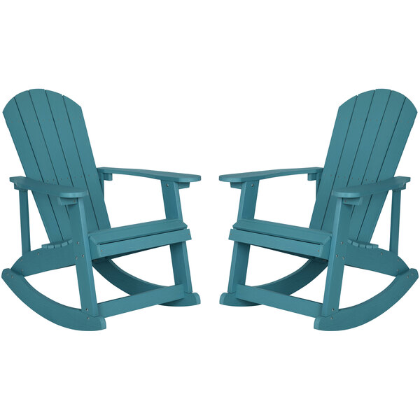 Flash Furniture Savannah Sea Foam Outdoor Polyresin Rocking Chairs 2/Pack