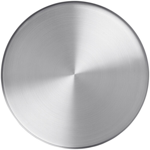 An American Metalcraft Unity satin stainless steel plate with a circular texture.