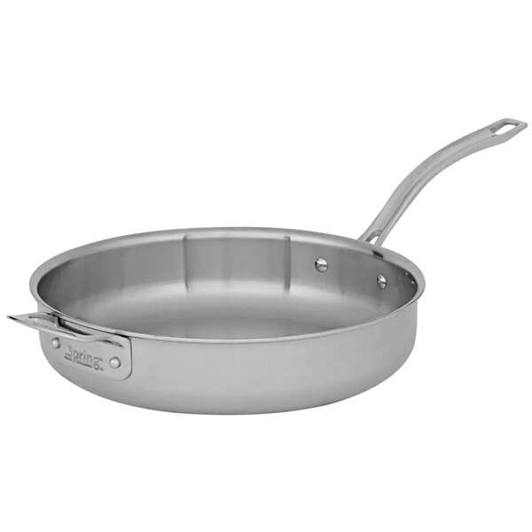 A Spring USA Primo! stainless steel saute pan with a handle.