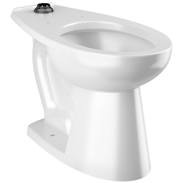A white Sloan floor-mounted toilet with a silver handle.