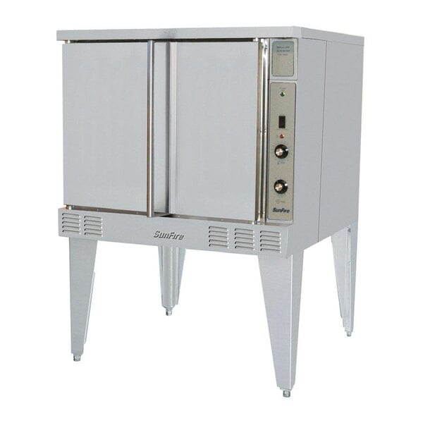 A white Garland SunFire Series commercial convection oven with two doors.