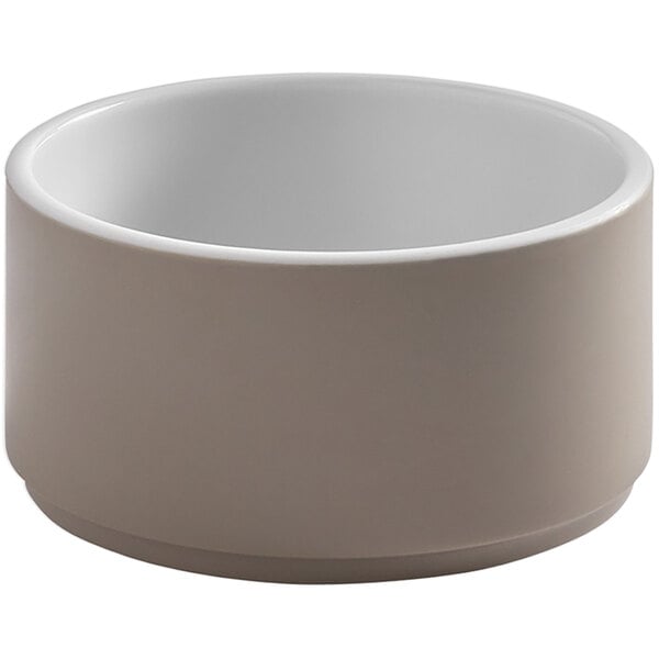 An American Metalcraft Unity white melamine bowl with a small rim.