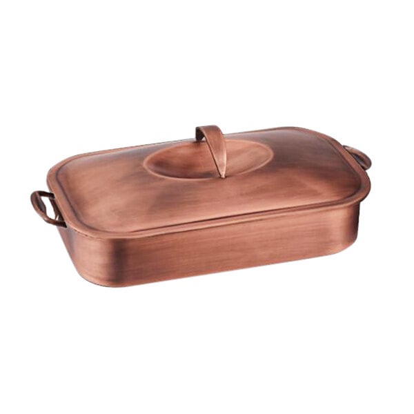 Spring USA Servella 4 Qt. Rectangular Copper Chafer with Stainless Steel Insert 2271-5
