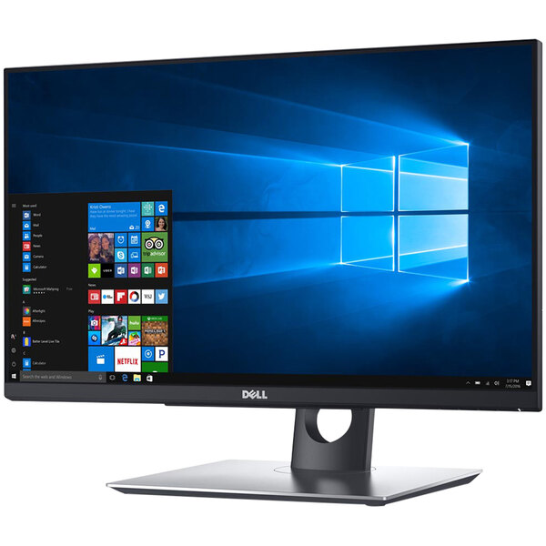 A Dell computer monitor with a blue screen.