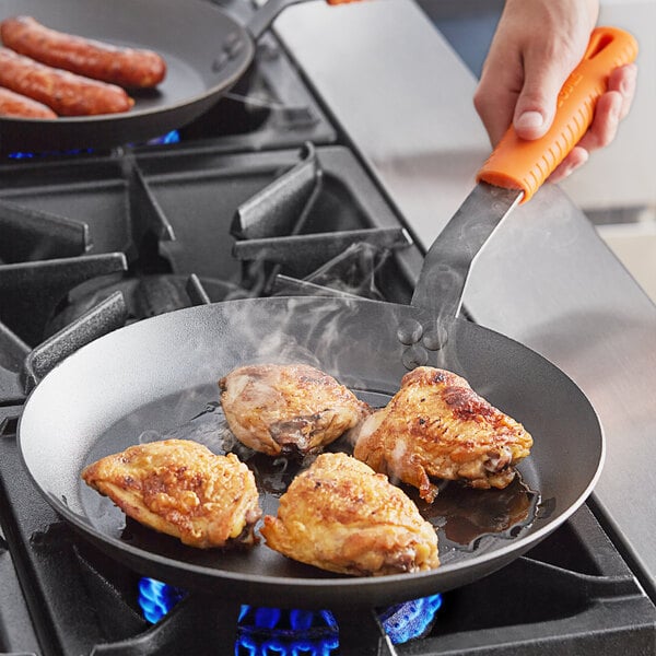 Lodge Pre-Seasoned 12 Carbon Steel Fry Pan with Silicone Helper Handle  CRS12HH61