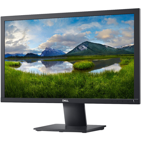 A Dell 21 1/2" Full HD LED monitor on a white background with a landscape on the screen.