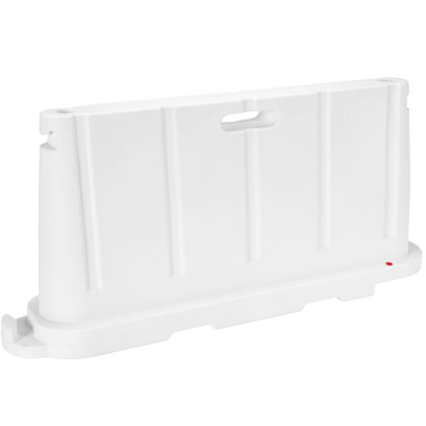A white plastic barrier with a handle.