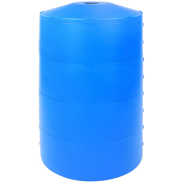 A blue cylinder with a white lid.