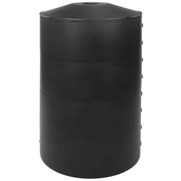 A black cylindrical container with a white lid.