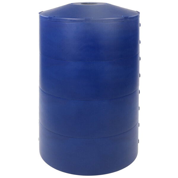 A blue cylindrical container with a lid.