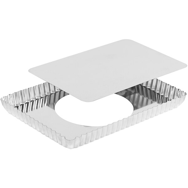 Gobel 11 3/8" x 8" x 1" Rectangular Fluted TinPlated Steel Tart Pan
