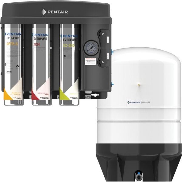 The Everpure EZ-RO 200 reverse osmosis system with white and black containers.