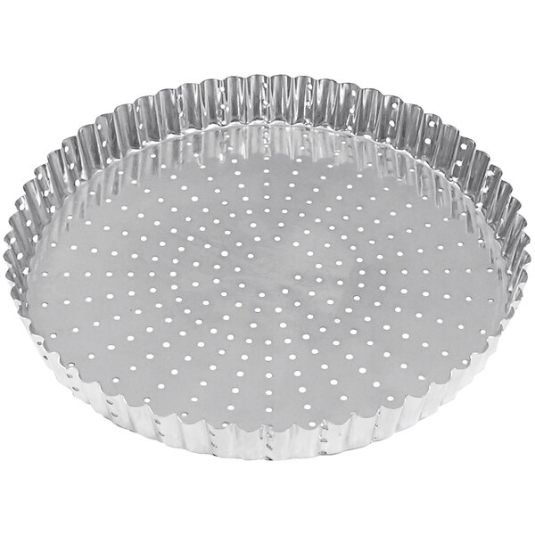 Gobel 11" Perforated Round Fluted TinPlated Steel Tart / Quiche Pan 126341
