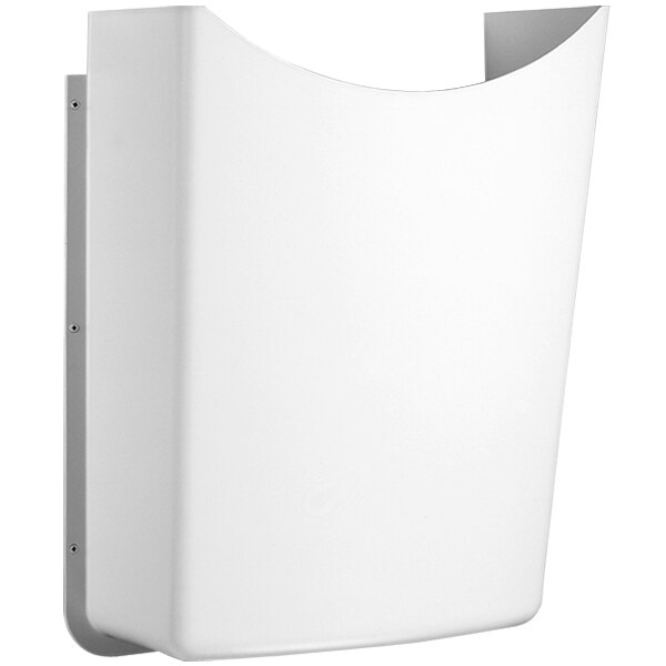 A white protective enclosure for a Sloan lavatory on a white background.