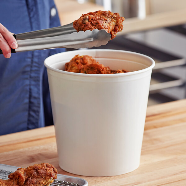 Innopak 170 oz. White PolyCoated Food Bucket 100/Case