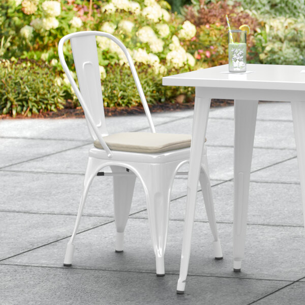 Lancaster Table & Seating Alloy Series White Outdoor Cafe Chair with
