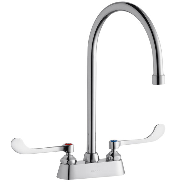 Zurn Elkay LK406GN08T6 Deck Mount Faucet with 4" Centers, 8" Gooseneck