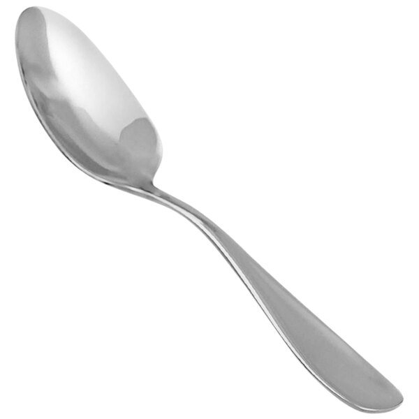 A Front of the House Cameron stainless steel teaspoon with a silver handle.