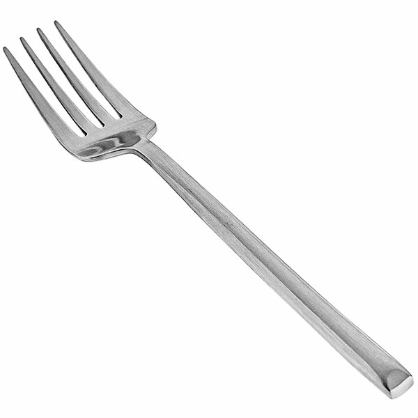 A Front of the House Jasper silver salad/dessert fork with a brushed finish.