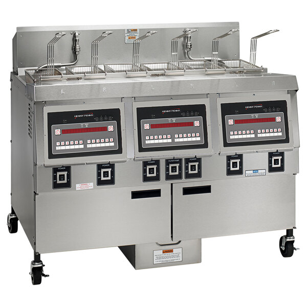 A Henny Penny 3-well electric fryer with Computron 8000 controls.