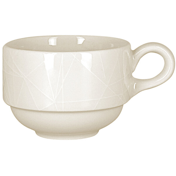 A RAK Porcelain ivory teacup with a handle.