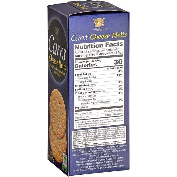 Carr's Cheese Melt Crackers 5.3 oz. Box 12/Case