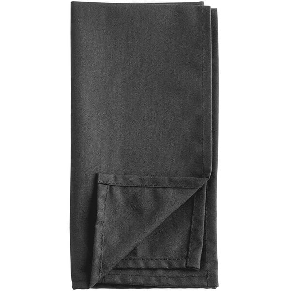 A folded black Oxford cloth napkin.
