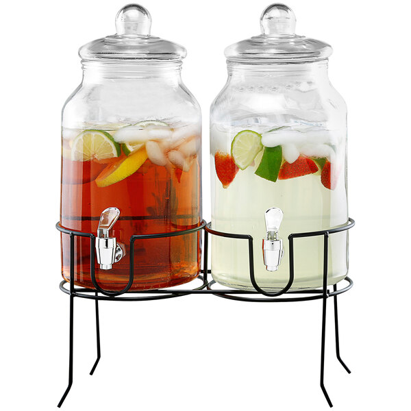 Featured products Acopa 1 Gallon Glass Beverage Dispenser with Metal Stand, glass  beverage container