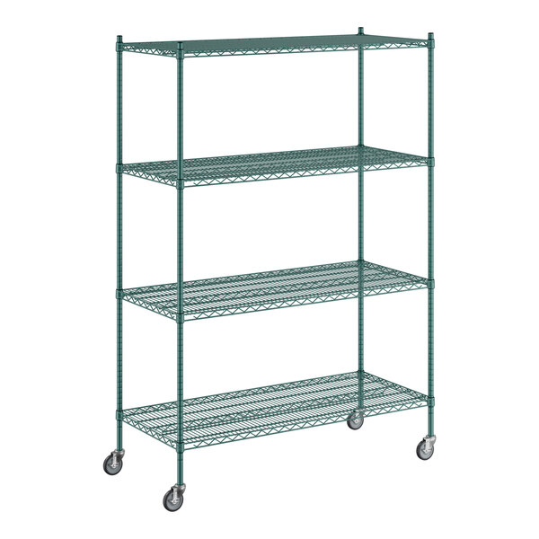 Regency 24" x 54" x 80" NSF Green Epoxy Mobile Wire Shelving Starter