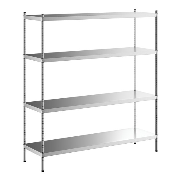 Regency Spec Line 18" x 60" x 64" NSF Solid Stainless Steel Stationary Shelving Starter Kit with