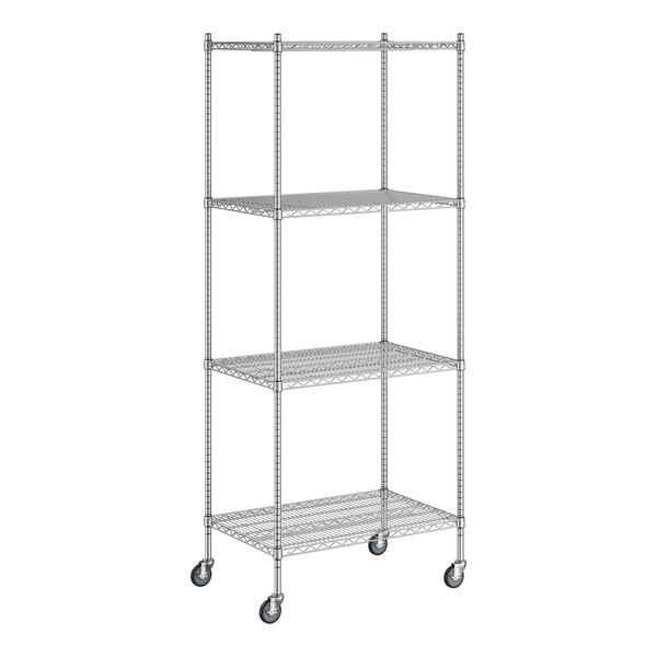Regency 24" x 36" x 92" NSF Chrome Mobile Wire Shelving Starter Kit
