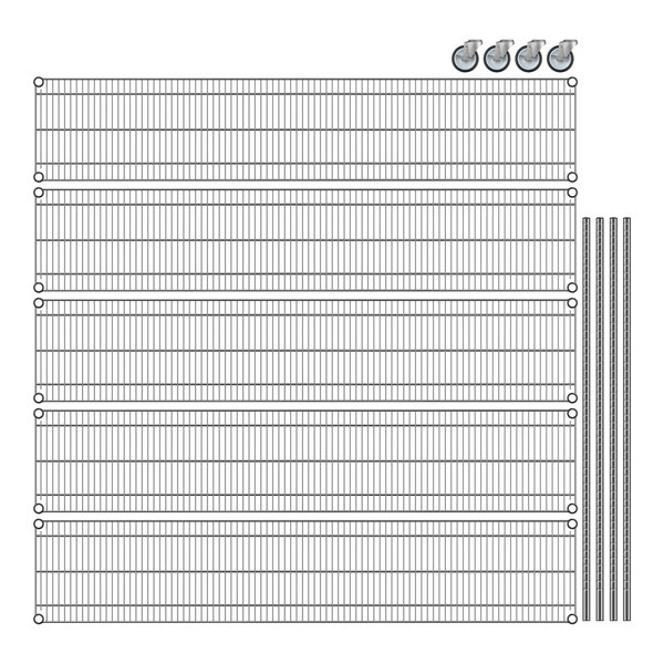 Regency 14" x 72" x 60" NSF Chrome Mobile Wire Shelving Starter Kit