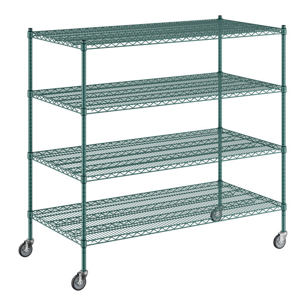 A Regency green wire shelving starter kit with 4 shelves.