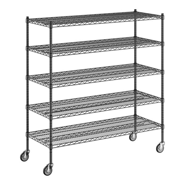 Regency 21" x 54" x 60" NSF Black Epoxy Mobile Wire Shelving Starter