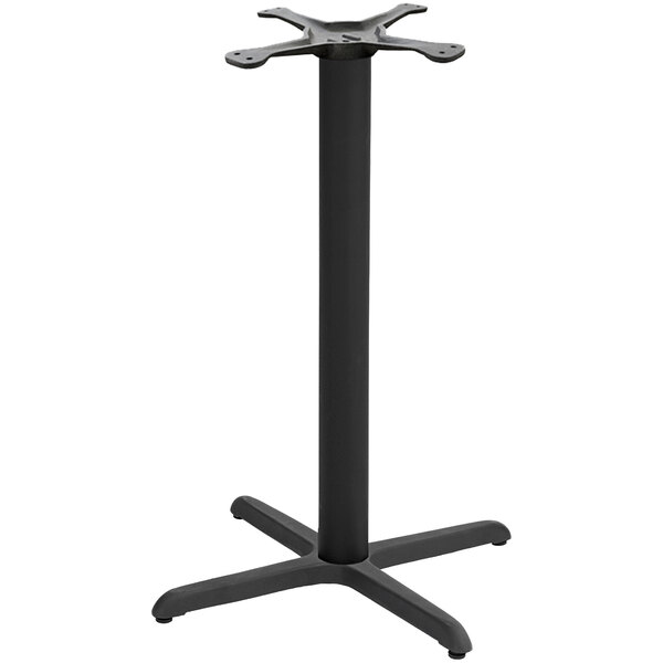 An American Tables & Seating black metal bar height table base kit with a black cross.