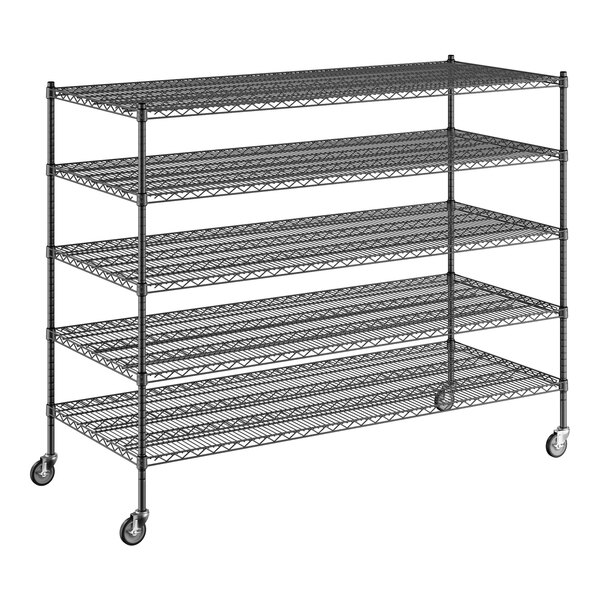 Regency 30" x 72" x 60" NSF Black Epoxy Mobile Wire Shelving Starter