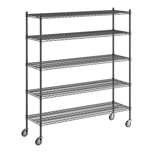 Regency 18" x 60" x 70" NSF Black Epoxy Mobile Wire Shelving Starter