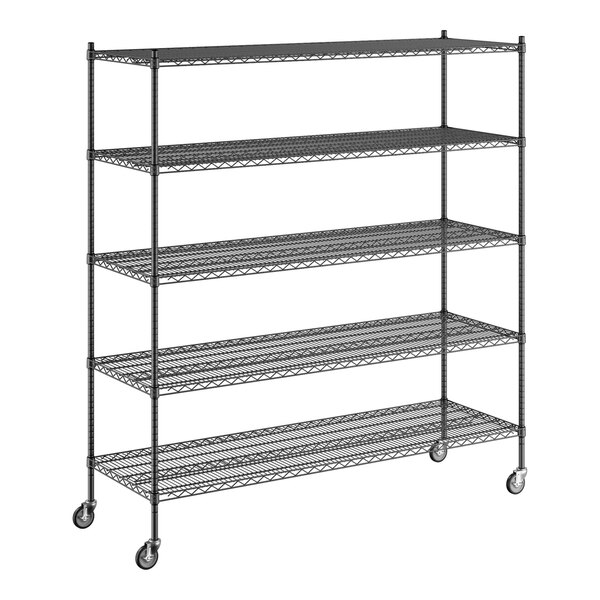 Regency 24" x 72" x 80" NSF Black Epoxy Mobile Wire Shelving Starter