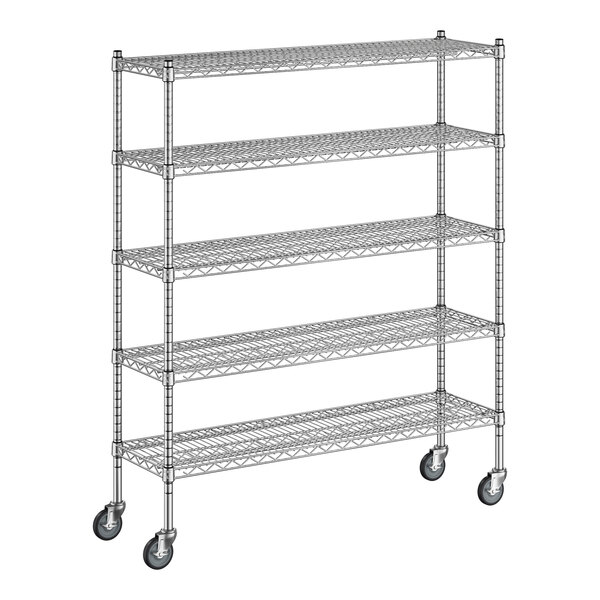 Regency 14" x 48" x 60" NSF Chrome Mobile Wire Shelving Starter Kit