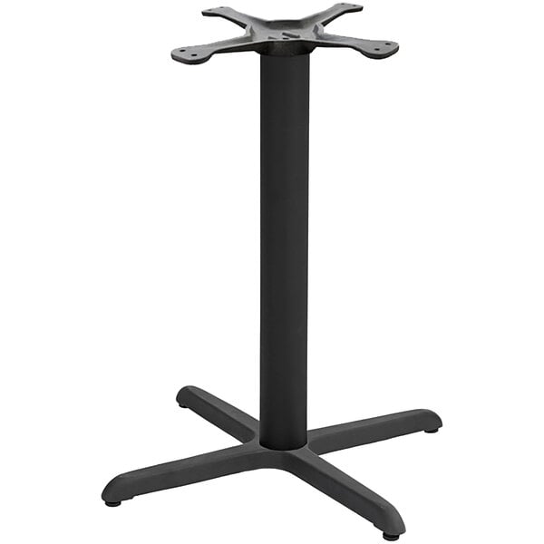 An American Tables & Seating black metal table base kit with a metal stand.