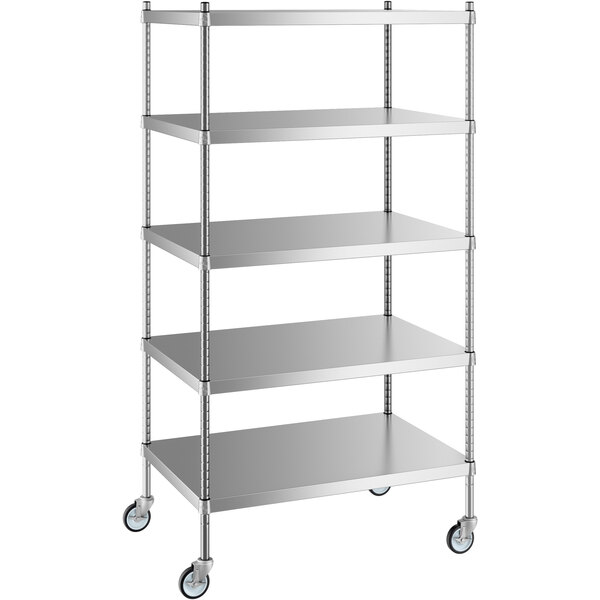 Regency 24" x 36" x 70" NSF Solid Stainless Steel Mobile Shelving