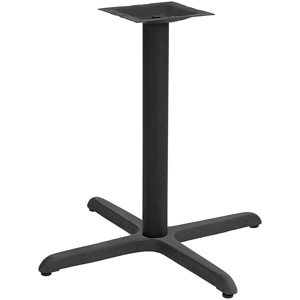 An American Tables & Seating black metal table base with a square base.