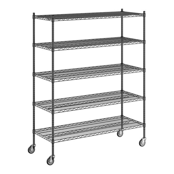 Regency 21" x 54" x 70" NSF Black Epoxy Mobile Wire Shelving Starter