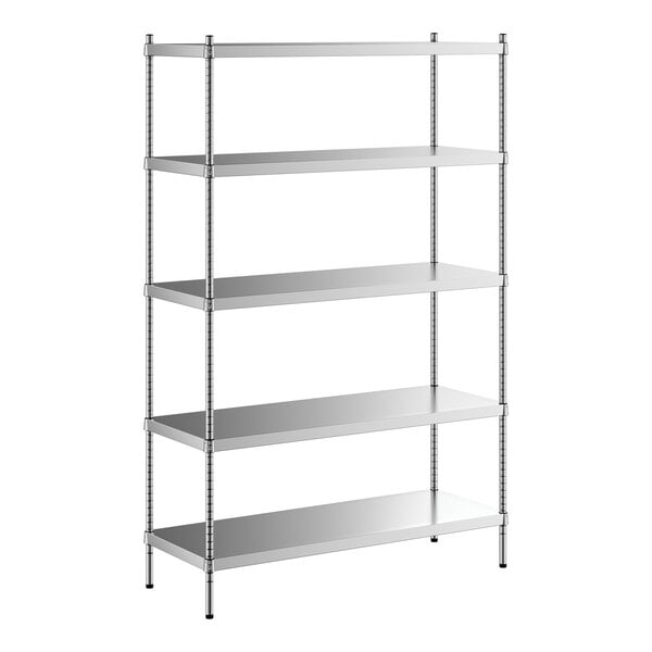 Regency Spec Line 18" x 48" x 74" NSF Solid Stainless Steel Stationary Shelving Starter Kit with