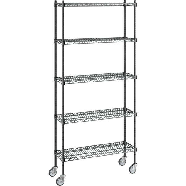 regency-12-x-36-x-80-nsf-black-epoxy-mobile-wire-shelving-starter
